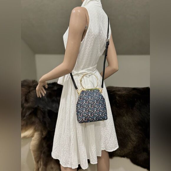 Handmade Oriental Style Genuine Leather Top Handle Kisslock Bag & Mini Purse Set - Picture 6 of 16